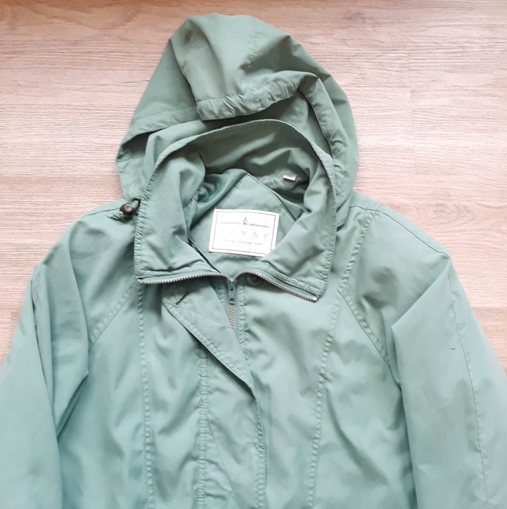 Towne London Fog Green Hooded Full Zip Jacket - Size Large Regular - Picture 9 of 11